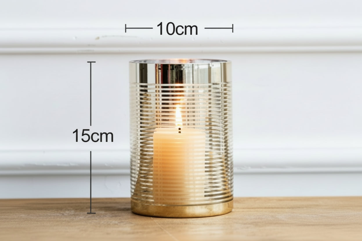 Aurelo Gold-Etched Glass Candle Holder | Homio Domus
