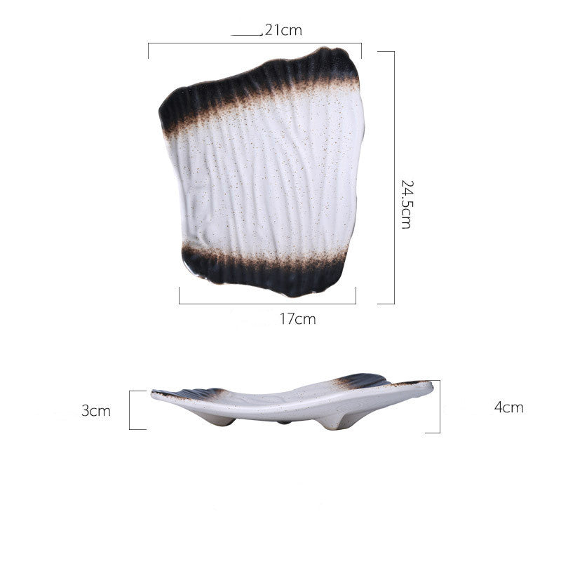 Ceramic plate with dimensions on a white background