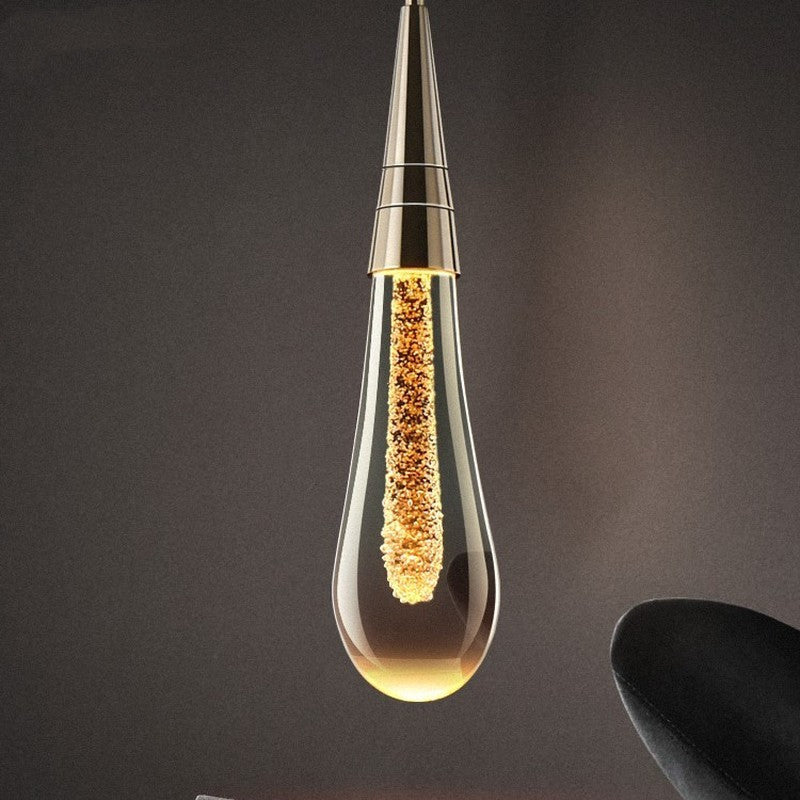 Modern light bulb with decorative interior on a dark background