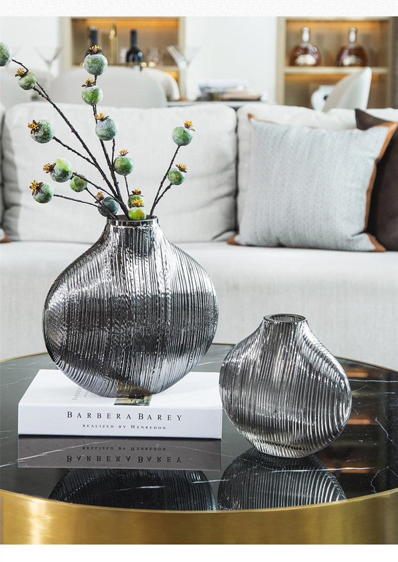 Liora Striped Glass Flower Vase | Homio Domus