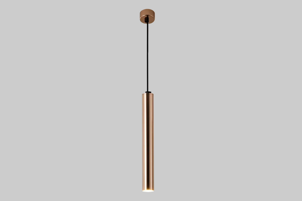 Bronze pendant light on a gray background
